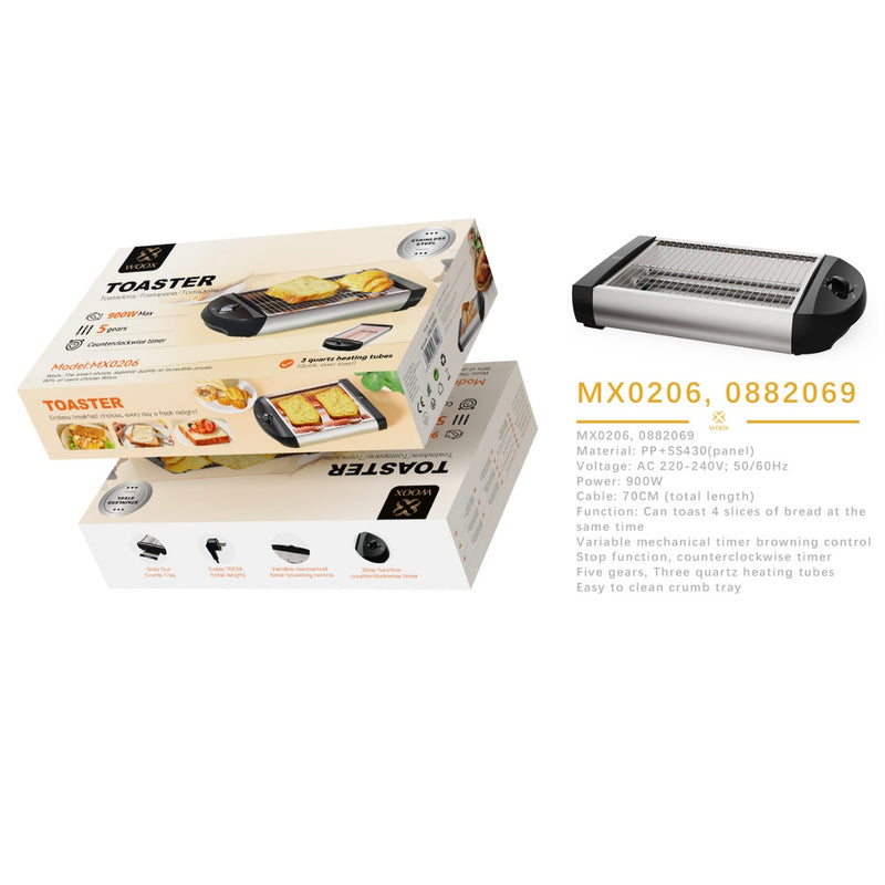 Tostadora 900W control mecanico Tres turbinas de calentamiento-plata - MX0206