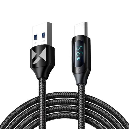 Wozinsky WUACC2 USB A - USB C Cable with Display 66W 6A 2m - Black