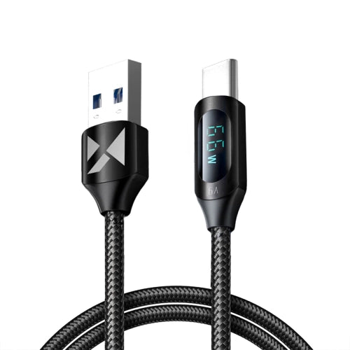 Wozinsky WUACC1 USB A - USB C Cable with Display 66W 6A 1m - Black