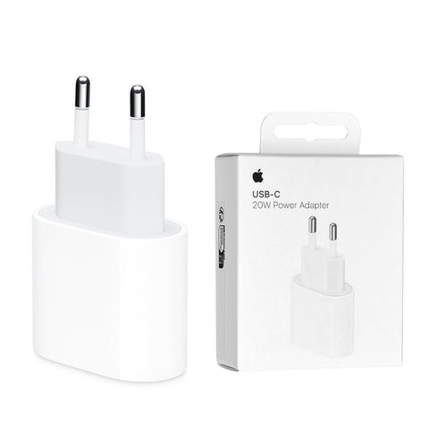Carregador Apple Type-C 20W, Adaptador de Energia Rápido, Branco