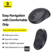 Baseus F02 Ergonomic Dual-Mode Wireless Mouse | Bluetooth 5.2 and 2.4Ghz Connectivity, Silent Buttons, 5 DPI Modes - Black