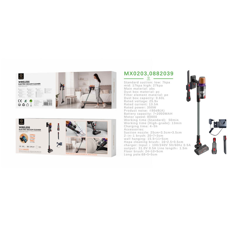 Aspiradora electrica inalambrica 350W 7*2000mAh 3 velocidades-pistola - MX0203