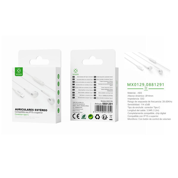 Auriculares tipo C totalmente compatibles con micr - MX0129 BL