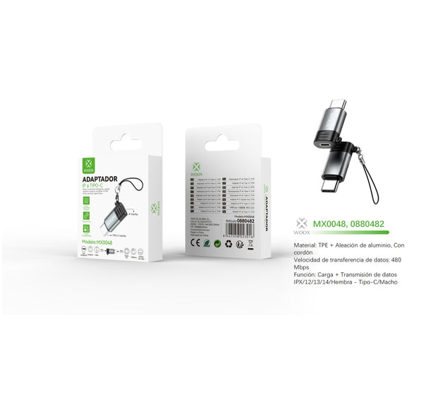 Adaptador Lightning/F a Tipo-C/M - negro - MX0048