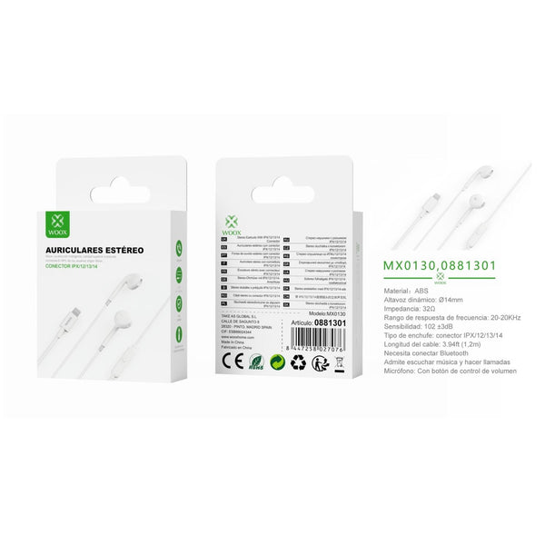 Auriculares Lightning BTS con micr ¨®fono de 1,2m (blanco) - MX0130 BL