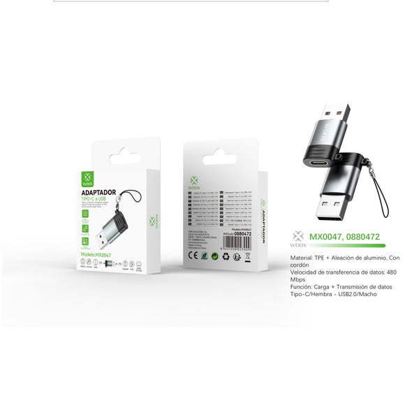 Adaptador Tipo-C/F a USB2.0/M -negro - MX0047